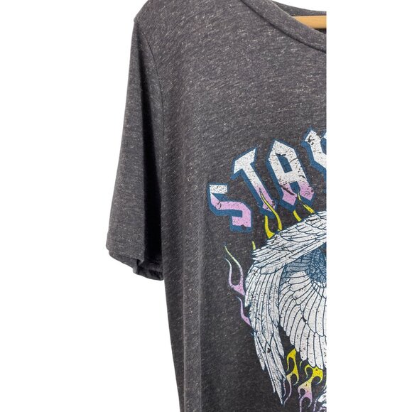 Stay Wild Live Free Graphic Tee By Sew In Love Womens Medium Cotton Blend Gray - Picture 3 of 7